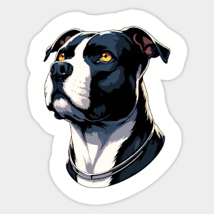 Stunning and Cool American Staffordshire Terrier Monochrome and Gold Portrait for Father's Day Sticker